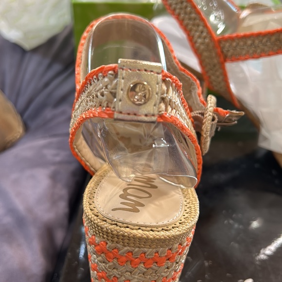 SAM EDELMAN brand new raffia sandals in orange, purple and neutral with beads s9 - Picture 10 of 11